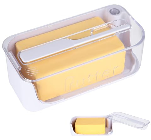 Ulsam Butter Dish with Lid and Knife, Airtight Butter Dish Butter Container, Sealed Freshness Butter Dish for Butter, Nuts, Cheese Storage Counter Fridge Kitchen Supplies