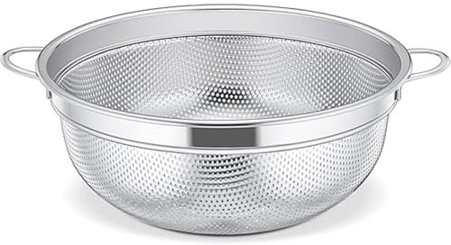 Roysmart Colador de acero inoxidable, colador de pasta con asas, 20 cm, colador microperforado para escurrir y enjuagar, colador para pasta, verduras, frutas, arroz