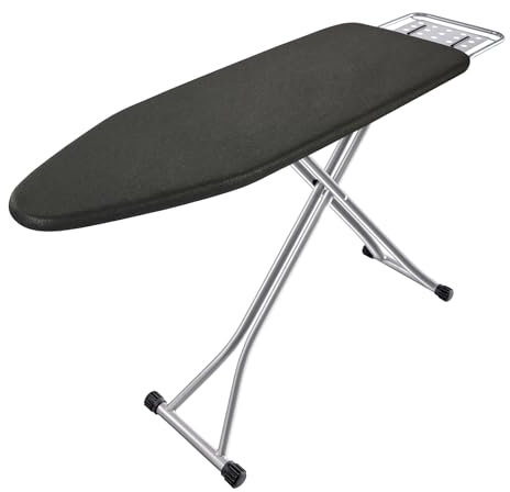 BKTD Ironing Board, Heat Resistant Cover Iron Board with Steam Rest, Non-Slip Foldable Ironing Stand. Heavy Sturdy Metal Frame Legs Iron Stand(13 * 34 * 53 Inches) (Silver Black)