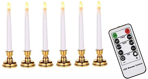HOMSFOU Elektronische Kerzen Mit Fernbedienung Flackernde Lichtdekorationen Mit Goldbasis Für Feste Partys Und Halloween Ohne Batterien