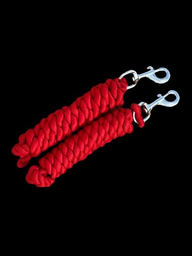 2 Stück Baumwolle Führstrick für Pferd 2 Meter Auswechselbare Robuste Trigger Clip (Rot)