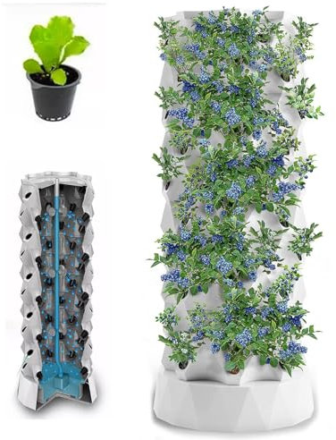 Système de culture hydroponique, tour hydroponique, système de culture aquaponique avec 48/64/80 points de croissance, kit de culture aéroponique pour fruits et légumes,White-80Pots