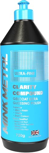 MINK METAL Clarity Compound, Ultra-Fine Polishing, Buffing & Glossing Compound, 720g, for Gelcoat, Plastic, Headlights, Epoxy Resin, Scratch Restorer & Swirl Repair, Marine, Boat, Motorhome, Caravan.