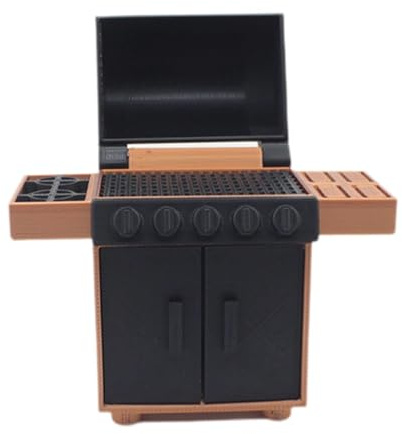 Folpus Miniatur-Grill-Modell, Küchenspielzeug, Grill-Szene, vorgetäuschtes Spielzeug, Zubehör, Grill-Rack, Dekoration für Lebensszene im Maßstab 1:12/20, 9.3x3.6x10cm