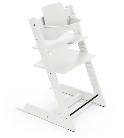 Stokke Tripp Trapp Hochstuhl, White - Inklusive Stuhl + Baby Set2 für Kinder von 6-36 Monaten - Verstellbar, ergonomisch & leicht zu reinigen