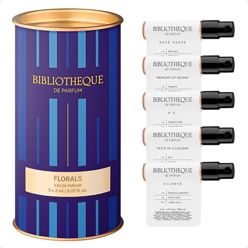 Bibliotheque de Parfum Florals Discovery Set Eau de Parfum da donna, mini profumo con 5 fragranze di nicchia di lunga durata, dal fiore alla coriacea (5 x 2 ml)