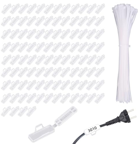 100 Stück Kabeletiketten Erkennungsbox, Transparent Kabel Beschriftung mit 100 Stück Nylon Kabelbinder, Wiederverwendbaren Kabelkennzeichnung für Klassifizierung von Etiketten