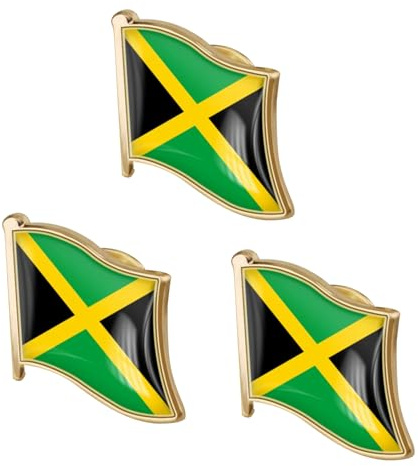 AOVNA 3pcs Flag Metal Pin Badges Jamaica Jamaican Nation Country Flag Lapel Pin Badge for Suit, Hat, Backpack Decoration