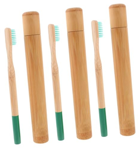 COLLBATH Bambuszahnbürste mit Bambusröhrchen Glatt Verarbeitet Angenehm zu Nutzen für Reisen und Gästehäuser Zufällige Farbe