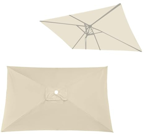 Balkon Sonnenschirm Umtauschdeckel, 4/6/8 Streben 3×3m 3x2m 2x2m, Rechteckig / Quadrat Knickbar Gartenschirm Ersatz-Überdachung, Bespannung Stoffbezug Wasserdichter UV-Schutz Outdoor(Beige,2X3m)