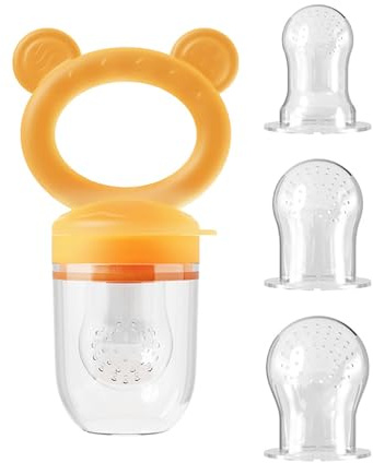 Soluzione per la dentizione e l'alimentazione per neonati-Set di ciuccio per frutta/verdura in silicone per 6-36 mesi