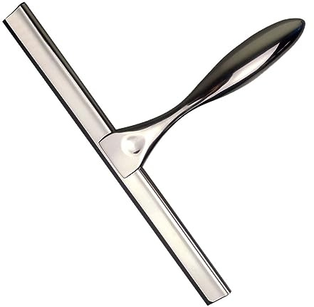 Gatuida Raschietto per Doccia in Acciaio Inossidabile con Impugnatura Antiscivolo Pulitore per Vetri e Piastrelle Resistente Ruggine per Specchi Finestre e Porte Doccia