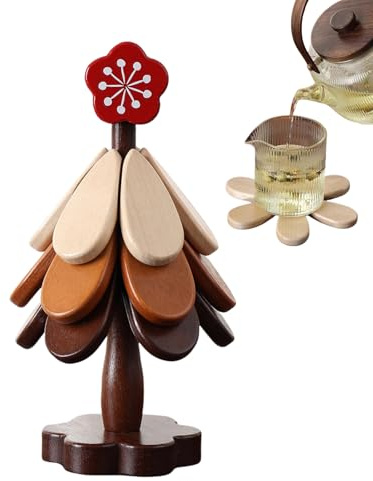 Sottopentola Albero di Legno - Sottopiatto Antiscivolo - Sottobicchiere Impermeabile Per Tavola Da Pranzo,Per Stufa Tavola Da Pranzo Caldi Teiera Utensili Da Cucina