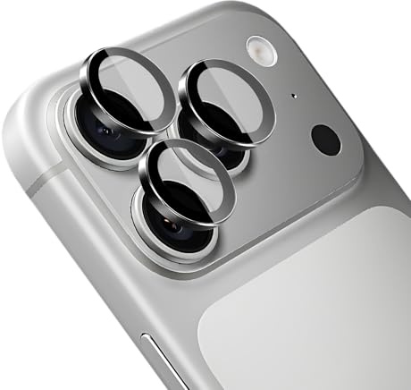 3 Pezzi Pellicola Fotocamera per iPhone 17 Pro e iPhone 17 Pro Max, Protezione Obiettivo, Vetro Temperato 9H con Anello in Metallo Singolo, Copri Lente HD Anti-Graffio Anti-Impronte, Compatibile Cover