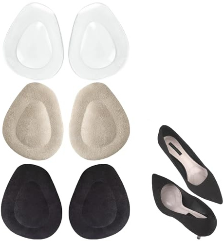 3 Paar Selbstklebende Vorfuß Gelpolster, Ballenpolster für High Heels | Wiederverwendbare Rutschfeste Fußschutz Pads, Matten Damen Unsichtbar Mittlere Größe Weiche Gel-Polster für Den Fuß