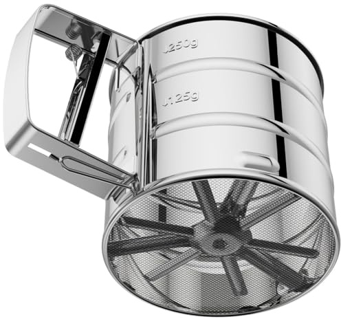 Uxsjakjsd Tamizador de Harina de Doble Capa con Fina, de Acero Inoxidable, Ideal para Repostería. Tamizador de Harina en Polvo de una Sola Mano para Uso en la Cocina.