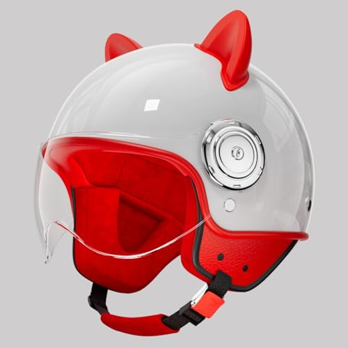 Casco Da Motociclista Con Visiera Parasole, Stile Genitore-Bambino, Omologato ECE 22.06, Per Adulti E Bambini, Casco Da Motociclista Aperto C,adult/(61±0.5cm)