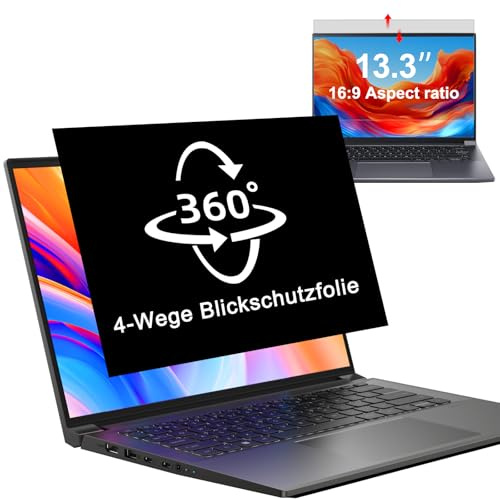 LUSA DESIGN 360°Blickschutzfolie für 13,3 Zoll Laptop 16:9 Seitenverhältnis | Abnehmbarer Anti Spy Sichtschutzfolie, Anti Blaulicht Blendschutz Blickschutz folie 13.3 Displayschutz für HP/Dell/Acer/Asus
