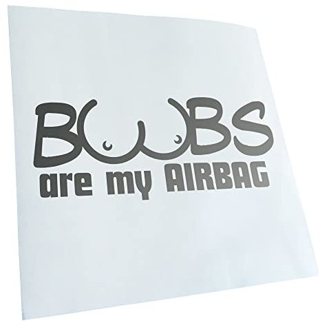 Kiwistar - Autoaufkleber - Silber - 60 x 24 cm - Boobs Are My Airbagy - Heckscheibenaufkleber Auto Aufkleber wetterfest für Kfz LKW Mofa Truck - Sticker außen selbstklebend Tuning Zubehör für Fenster