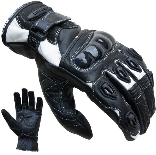 PROANTI Motorradhandschuhe Leder kurz Motorrad Handschuhe weiß