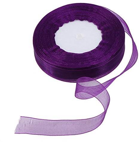 Healifty 2 CM Organza Band Breit Satin Schleifenband Geschenkband Satinband Dekoband für Hochzeit Geburtstag Party Decor (Lila)