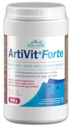 Artivit Forte Gelenk Pulver für Hunde & Katze - mit Glucosamin Chondroitin Hochdosiert und Vitamin C, Wirkstoffkomplex MSM & Hyaluron, gelenk- und knochenschutz, kollagen hund, gelenkschmerzen - 600 g