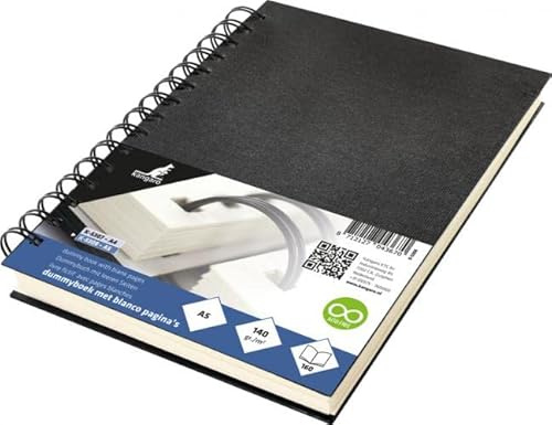 Kangaro Notizbuch A5 mit Spiralbindung Blanko, Schwarz Leinen-Cover, 80 Blatt, 140 g cremeweiss Papier