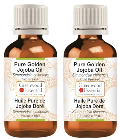 Greenwood Essential Naturreine Goldenes Jojobaöl (Simmondsia chinensis) Kaltgepresst 100ml X 2 (6.76 oz)