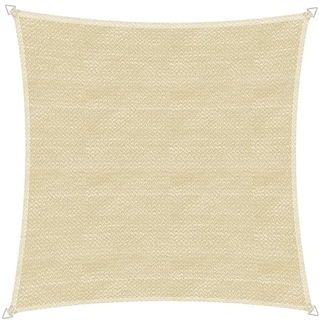 Windhager Sonnensegel Capri Quadrat 4 x 4 m (gleichschenkelig), Sonnenschutz für Garten & Terrasse, UV- und witterungsbeständig, Champagner