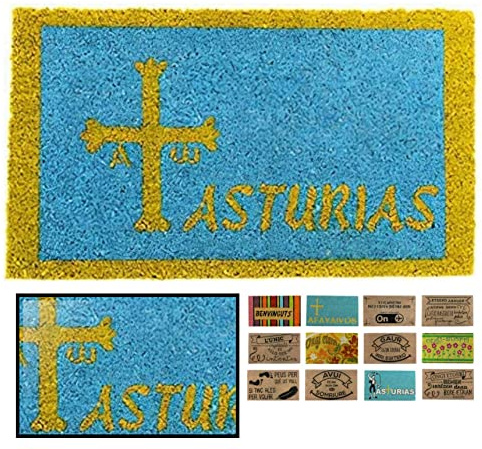 LucaHome - Felpudo Coco Antideslizante 40x70, Entrada Casa Asturias Cruz, Tapete Interior o Exterior