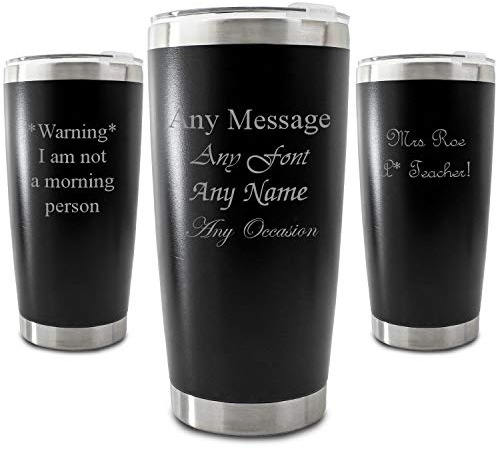 Personalised Engraved 500ml Black Travel Cup, Personalise with Any Message