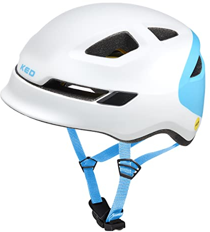 KED Unisex Jugend Pop Fahrradhelm, White Blue, M (52-56cm)