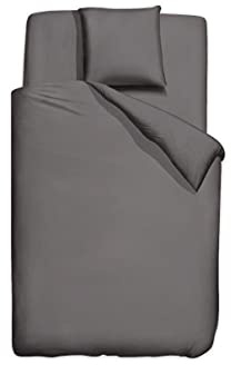 Bettwäsche 135x200 2 Teilig Einfarbig Grau Kissenbezug 80x80 Bettwäsche-Sets Anthrazit Unifarben Microfaser Bettbezug-Set mit Reißveschluss