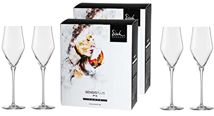 Eisch 4-teiliges Gläser-Set im farbigen Geschenkkarton, Sky SensisPlus, Spülmaschinenfest - Champagnergläser