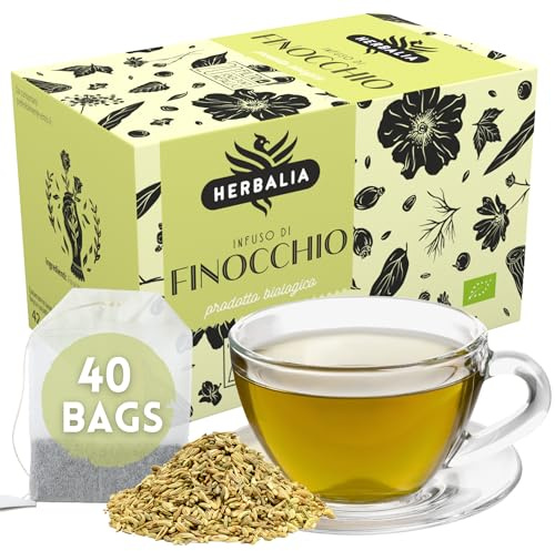 HERBALIA - Tisana de Hinojo en Bolsitas, Caja de Infusión de Hinojo con 40 Bolsitas sin Grapas para Infusiones y Tés