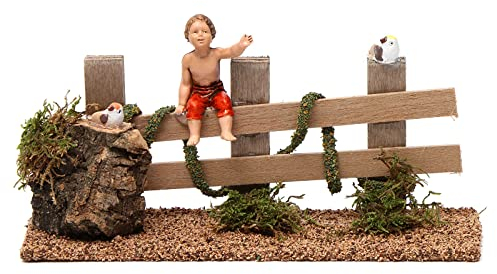 Holyart Staccionata con Bambino 10X20X5 cm per Figure presepe 10 cm