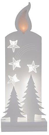 EGLO LED Weihnachtsdeko, Weihnachts-Silhouette Kerze aus Holz in Weiß | Winterlandschaft mit Timer, batteriebetriebene Beleuchtung, warmweiß