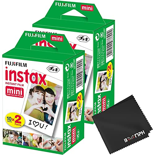 Fujifilm Instax Mini Instant Camera Film: 40 Shoots Total, (10 Sheets x 4) - Capture Memories Anytime, Anywhere - Boomph's Comprehensive Ultimate Performance Cloth Solution for Perfect Picture Quality