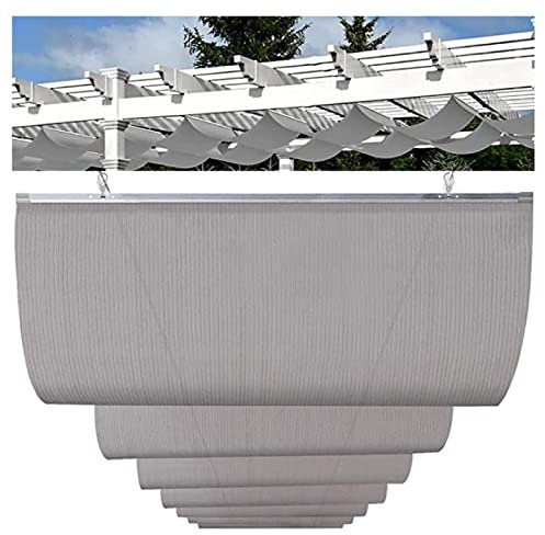 STRMAX Copertura retrattile per patio, copertura di ricambio per pergola ondulata, tessuto traspirante permeabile, vela a vela per esterni, giardino, pergolato in legno (colore: grigio, dimensioni: