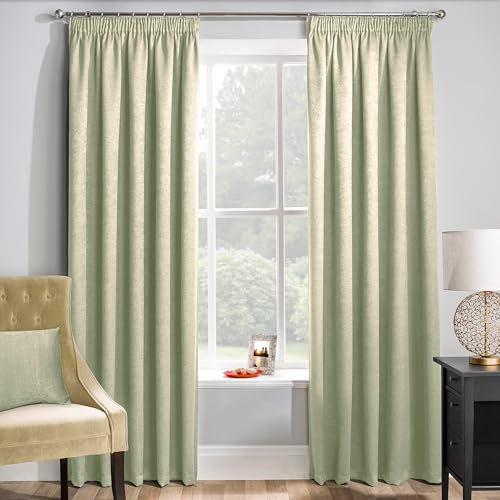 Enhanced Living Matrix Green Curtains for Living Room - 66x54 inch (168x137 cm) - Tape Top Noise Reducing Thermal Curtains for Bedroom - 2 x Curtain Panels