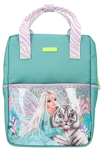 Depesche 12497 TOPModel Fantasy Tiger - Rucksack in Petrol und Lavendel mit Model-Motiv, Tasche mit verstellbarem Schultergurten