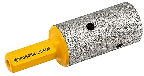 HIGHDRIL Diamant Fräser - 20mm Diamantbohrer Vergrößern, Formen, Schleifen von Löchern, Trockenkernbohrer für Porzellan, Hartkeramik, Granit und Marmor (Sechskantschaft)