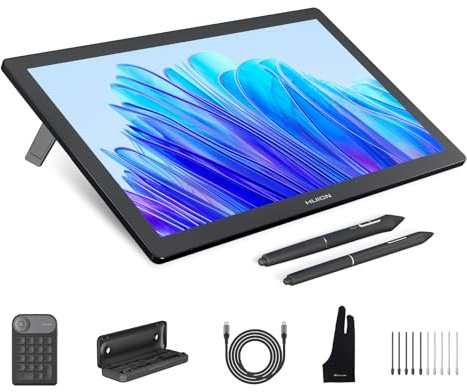 HUION KAMVAS Pro 19 4K UHD Grafiktablett mit Display 18,4, PenTech 4.0 batteriefreier Stylus mit 2nd Gen Anti-Glare geätztes Glas voll laminiertes Grafiktablett, 96% Adobe RGB Farbraum, Keydial Mini