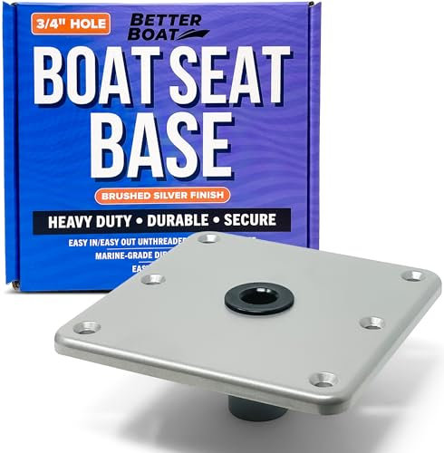 Bootssitzsockel, Grundplatte, Bootssitzbasis, Aluminium, Bootssitzhalterung, 17,8 x 17,8 cm, Jon Bootssitzsockel oder Angelboot, Podest Sitz für Boote, Sattelstütze mit Gewinde oder ohne Gewinde,