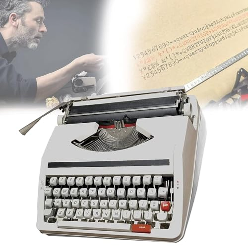 Traditionelle Manuelle Schreibmaschine, Klassische Vintage-Retro-Alte Schreibmaschine Für Schriftsteller, Manuelle Retro-Schreibmaschine In Rot-Schwarzer Tastatur Mit Englischer Tastatur,Silver
