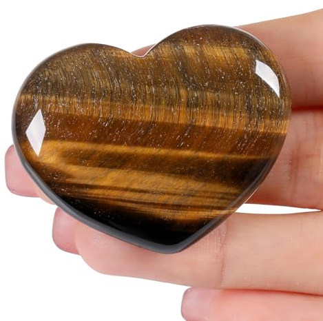 45 mm Tigerauge Herz Kristall Edelsteine Geschenke für Frauen Mama Oma | AWARDSEN Herzsteine Kristalle Reiki Heilsteine Handschmeichler Stein für Valentinstag, Jahrestag, Geburtstage und Muttertag