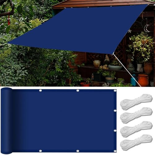 Vela Ombreggiante Impermeabile, 1.6 x 5 m Impermeabile, Anti-Ultravioletto, Vela Ombreggiante Rettangolare Parasole, con Corde, per Esterno Giardino Terrazza, Blu Scuro