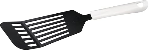 Fackelmann ARCADALINA Large Slotted Turner, Flipping & Turning Tool, Cooking Spatula, Fish Slice Big Burger Flipper, Anti-Scratch, Non-Stick, Heat-Resistant, Dishwasher Safe, Black & White, 31.5x8x2cm