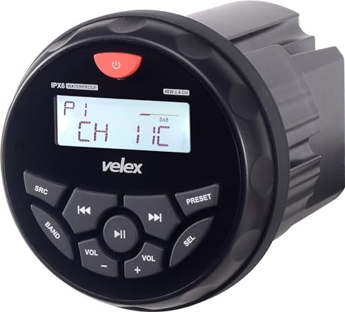 Wasserdicht Bluetooth Marine Stereo-Empfänger mit MP3 Player am DAB+/AM/FM Radio und Streaming Musik auf Booten Golf Carts und Spa (DAB+) Schwarz