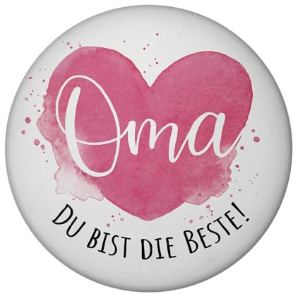 Beste Oma Magnet rund mit Spruch Oma Du bist die Beste Weltbeste Großmutter Liebe Glück im Herzen Familienmagnet in Pink